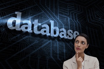 Database against futuristic black and blue background