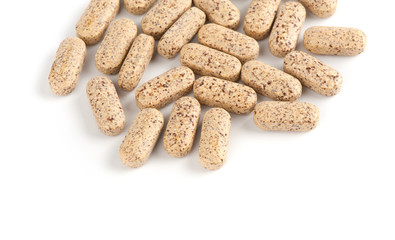 multivitamin tablets on white