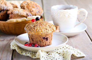 Fototapeta na wymiar Wholewheat berry muffins