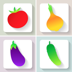 Set of flat design vegetable icons. Vector illustration.