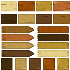 Set of wooden bricks and planks in cartoon style