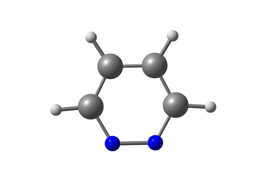 Pyridazine molecular structure isolated on white
