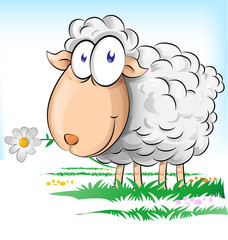 sheep cartoon on  background