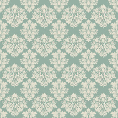 Seamless background of green color in the style of baroque__