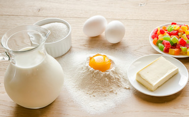 Basic ingredients for sweet bread (panettone)