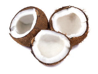 Chopped coconut on white