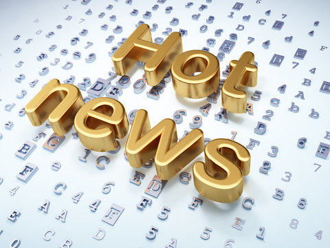 News concept: Golden Hot News on digital background