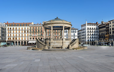 Views of square Castillo in Pamplona, Navarra, Spain.