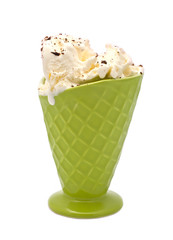 Ice Cream Green Sundae Dish isolated on white