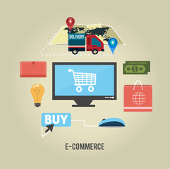 E-commerce infographic concept of purchasing