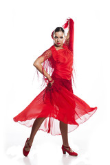 Latin dancer in red dress