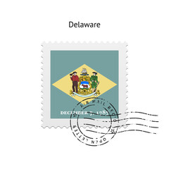 State of Delaware flag postage stamp.