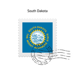 State of South Dakota flag postage stamp.