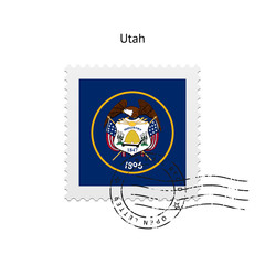 State of Utah flag postage stamp.