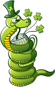 Saint Patrick's Day Snake Drinking Beer