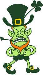 Leprechaun Grumbling, Clenching his Fists and Preparing to Fight