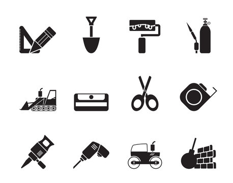 Silhouette building and construction icons