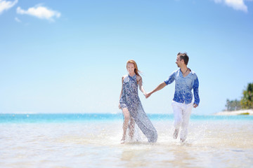 Young couple on a tropical island