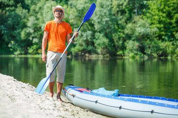 Man kayaking