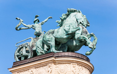 Fototapeta na wymiar War's chariot, Hero's Square, Budapest