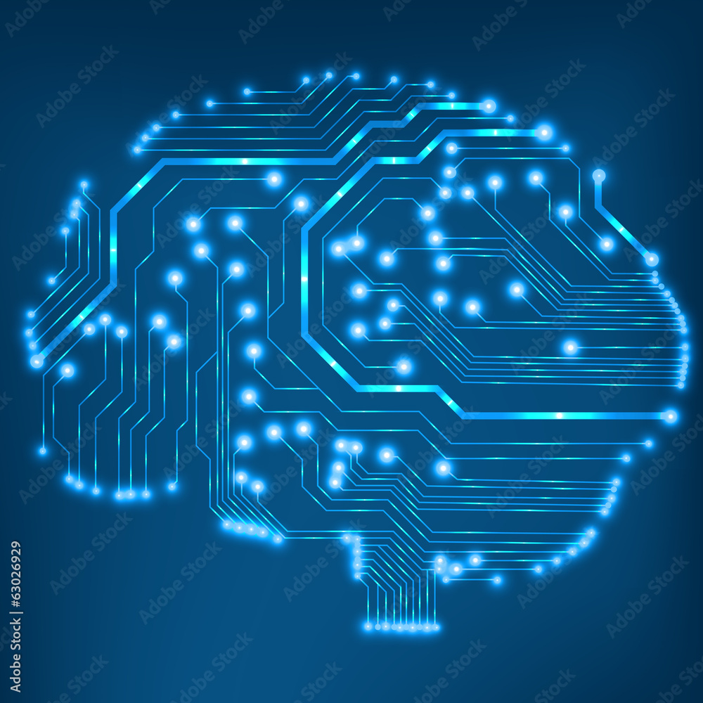 Poster Circuit board computer style brain vector technology background
