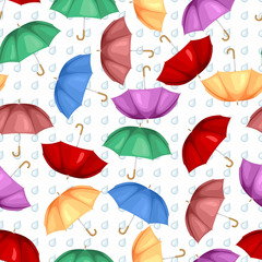 Multicolor umbrellas pattern seamless