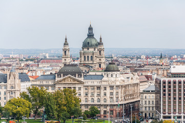 Fototapeta na wymiar Cityscape of the Hungarian capital Budapest with St Stephen's Ba