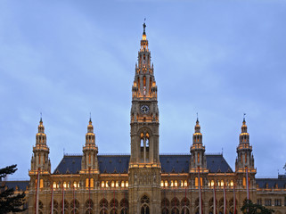 Fototapeta na wymiar Town Hall (Rathaus) in Vienna. Austria