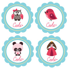 Cute baby-girl retro-styled greeting cards