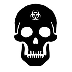 Symbole Danger biologique sur une crâne