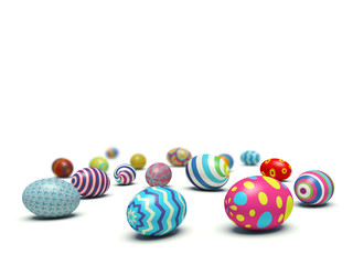 Colorful Easter eggs lying on the ground