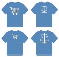 Symboles sur 4 t-shirts