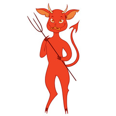 Cute Devil Vector/Red devil mascot cartoon