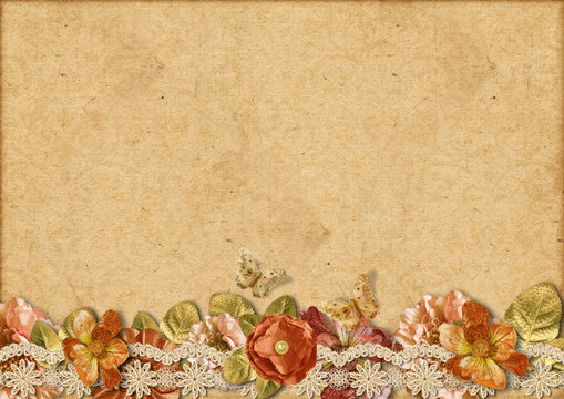 Vintage background with gorgeous flowers