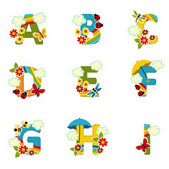 Fototapeta premium alphabet rainbow from A to I - vector illustration