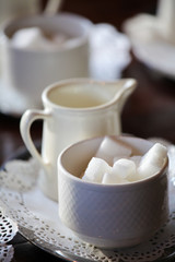 Fototapeta na wymiar Coffee break - sugar and milk