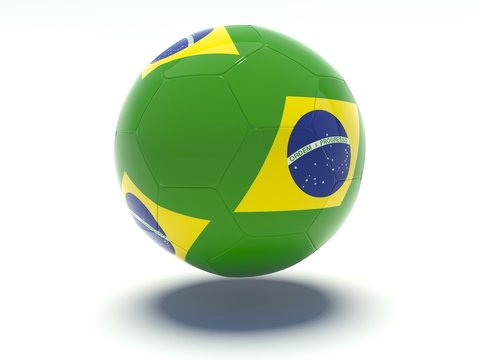 Soccer ball with brazilian flag colors.