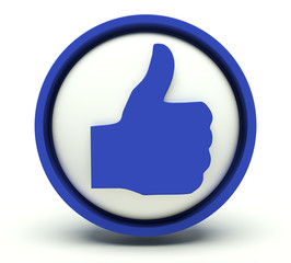Thumbs up sign. 3d render.