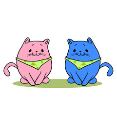 the cat and the cat waiting for food