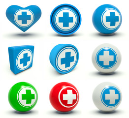 Set of first aid medical cross signs.