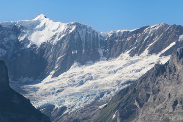 Fototapeta na wymiar Fiescherhorn and Ischmeer glacier