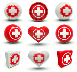 Set of first aid medical cross sign.