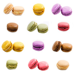 Tasty colorful macaroon collage