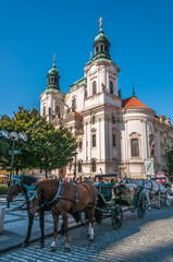 Naklejka na ściany i meble PRAGUE - OCT 01: Church of St. Nicholas in Old Town Square, Prag