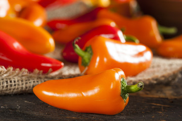 Group of Organic Colorful Hot Peppers