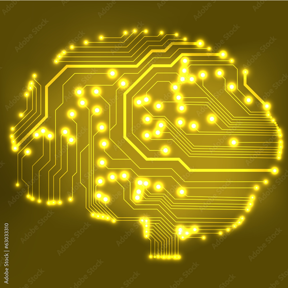 Aufkleber Circuit board computer style brain vector technology background