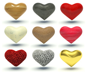 Set of hearts. 3d render