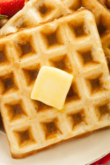 Homemade Belgian Waffles with Fruit