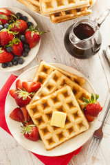Homemade Belgian Waffles with Fruit