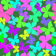 Seamless background with colorful butterflies - Illustration